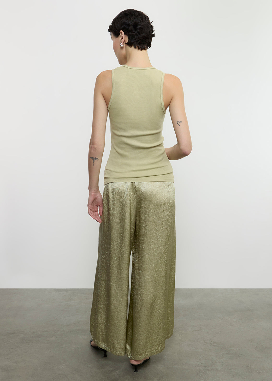 Cotton Rib Scoop Tank | Celadon