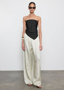 Fluid Twill Scarf Top | Black