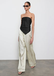 Fluid Twill Scarf Top | Black