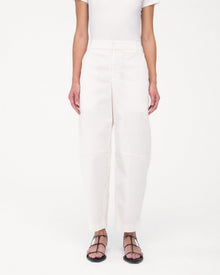 Another Tomorrow Curved Chino in Off White – Cotton Women's Trousers