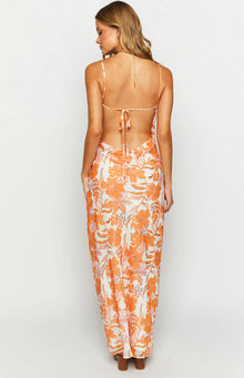 Cambri Floral Chiffon Maxi Dress | Orange