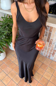 Carnation Satin Maxi Dress | Black