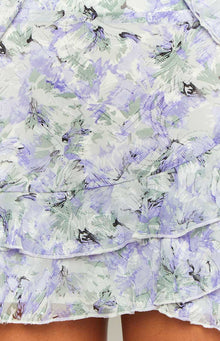 Caspian Floral Print Chiffon Mini Skirt | Purple