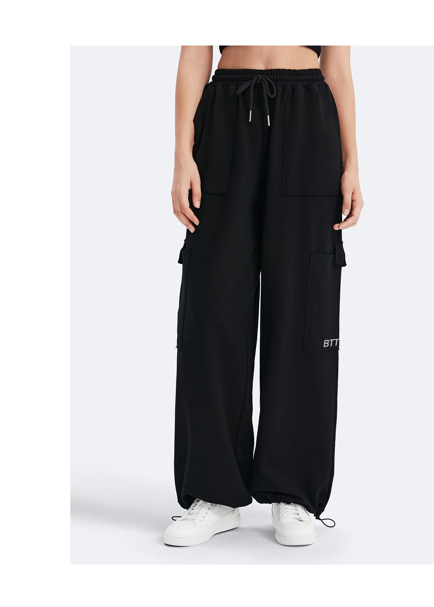 Casual Drawstring Waist Sweatpants | Black