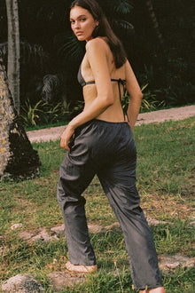 Drawstring Wide Leg Pant | Charcoal