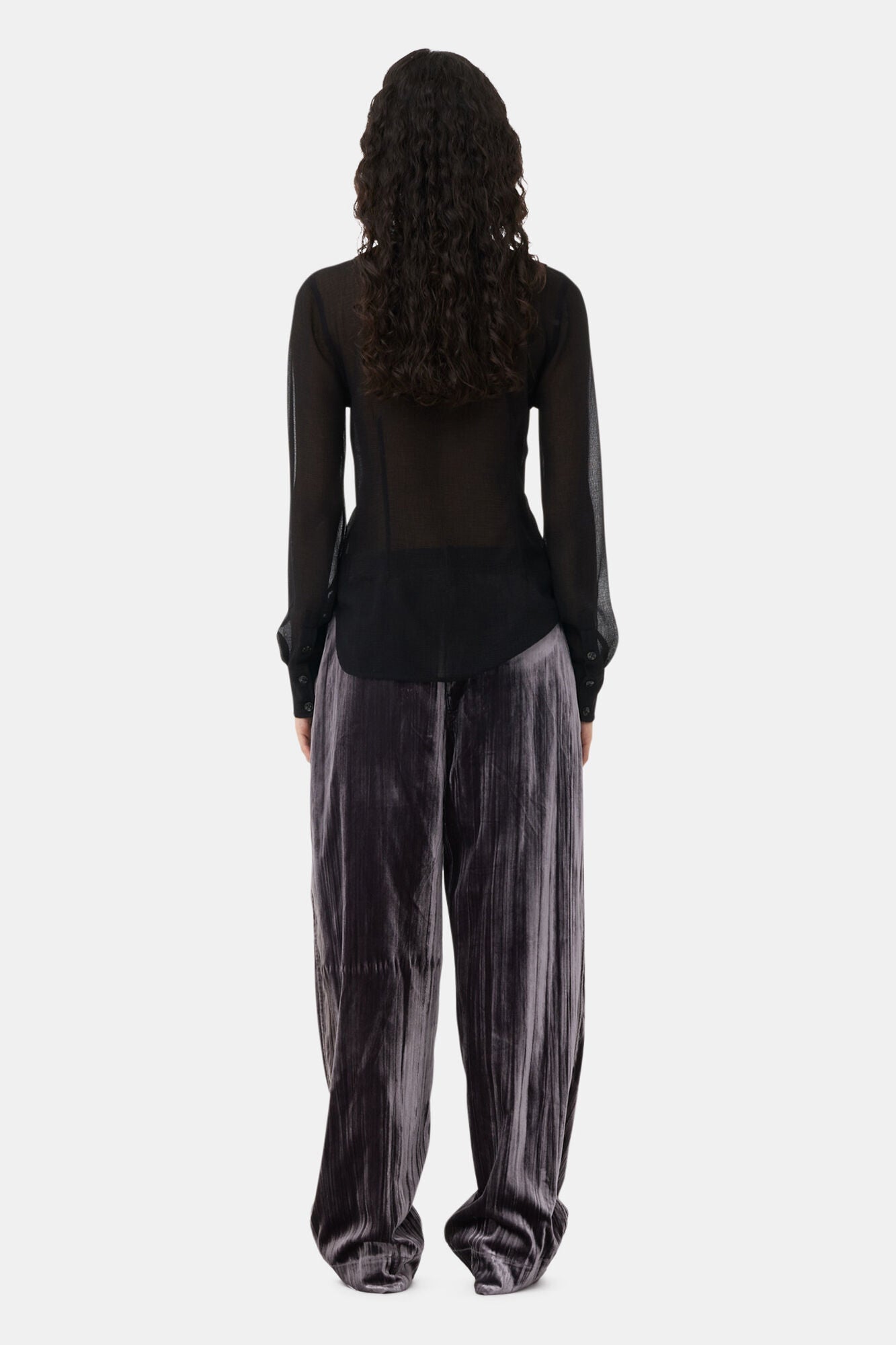 Chiffon Ruffle Shirt | Black