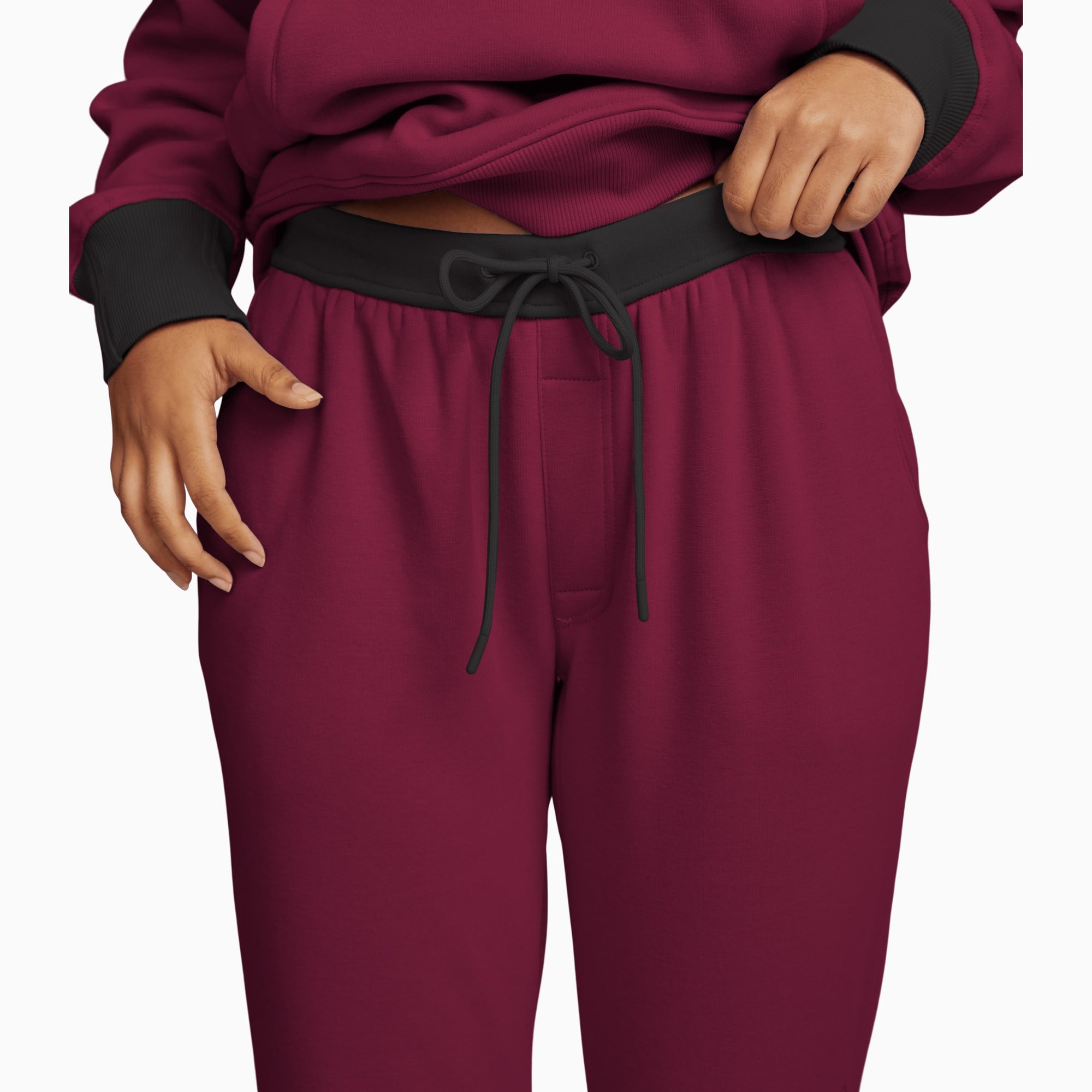 Chilluxe Brushed Fleece Joggers | Burgundy