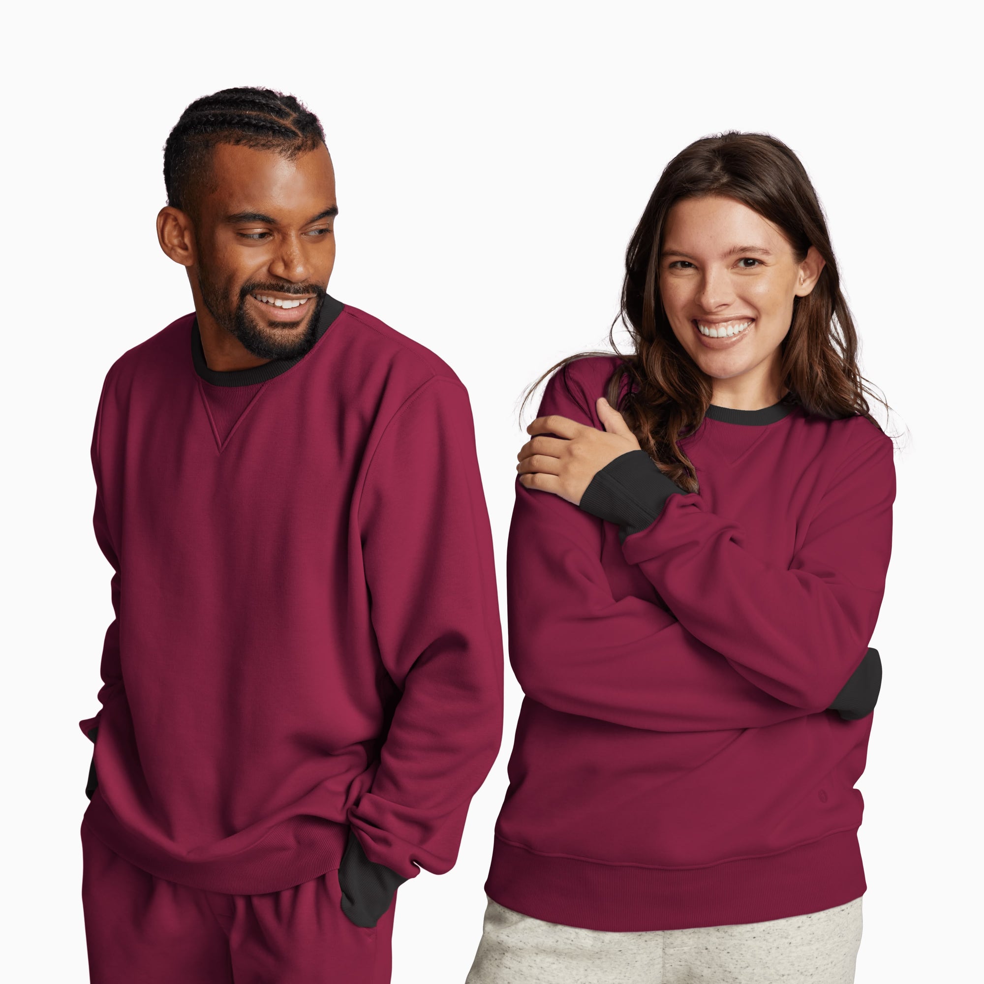 Chilluxe Brushed Fleece Crew | Burgundy