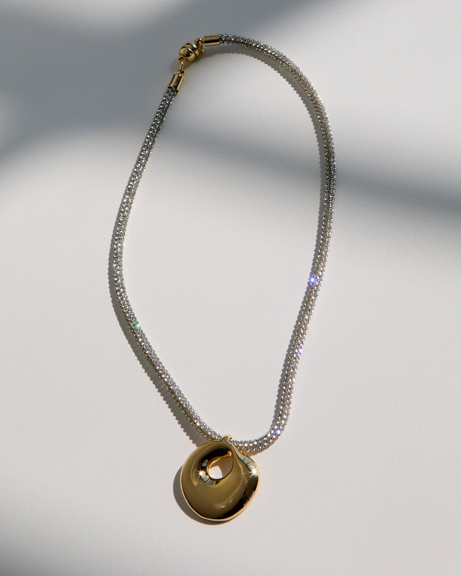 The Mercury Disc Sparkle Necklace | Silver