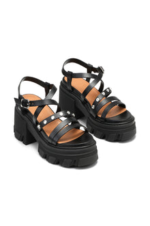 Chunky Heeled Sandals | Black