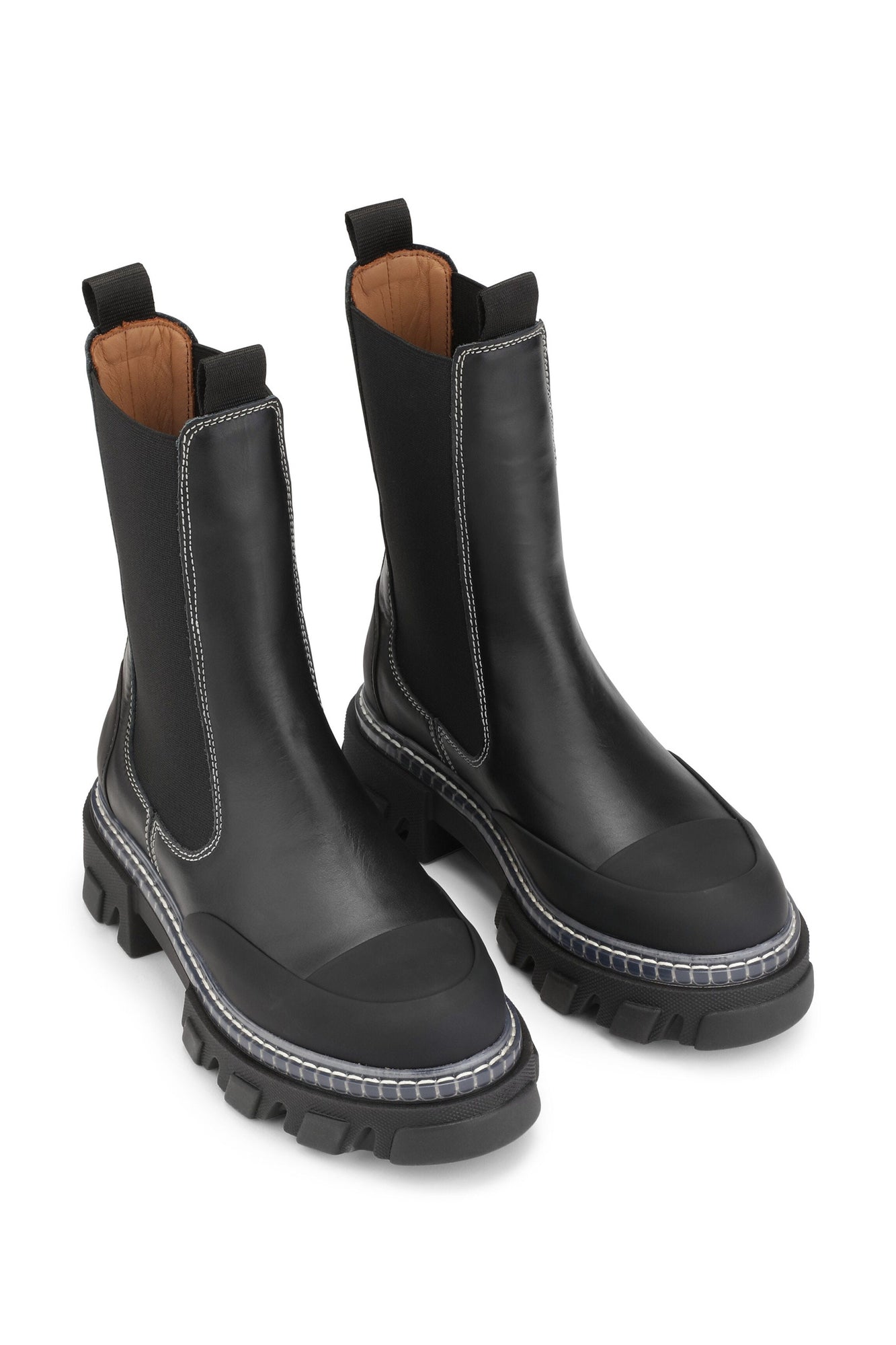 Cleated Mid Chelsea Boots | Black