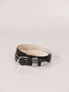 Hollyhock Belt | Black Reptile & Silver