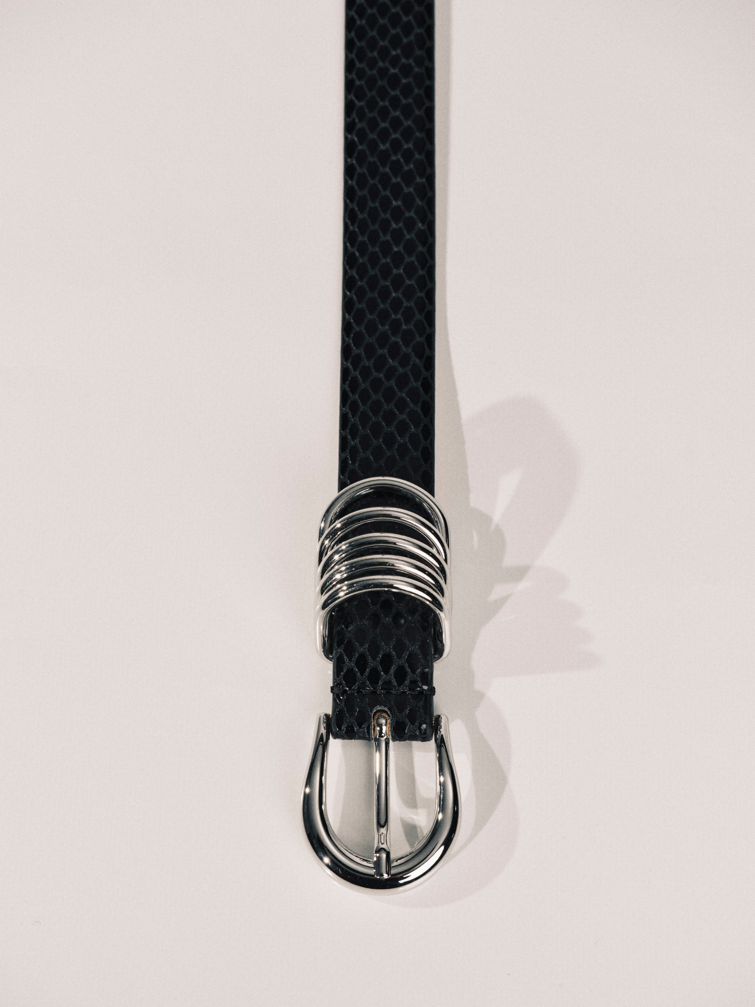 Hollyhock Belt | Black Reptile & Silver