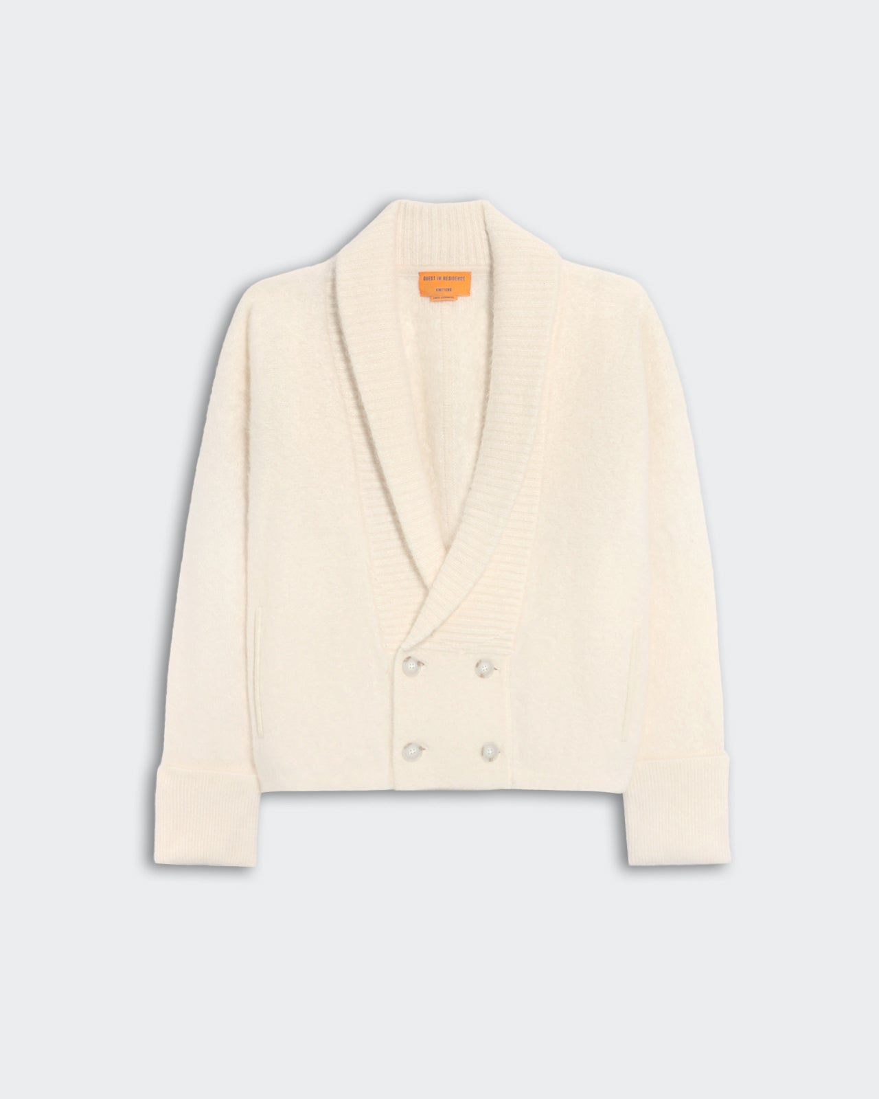 Cream Grizzly Le Jacket with heavy-weight fabric, dolman sleeves, double cuffed rib trim, and shawl collar detail