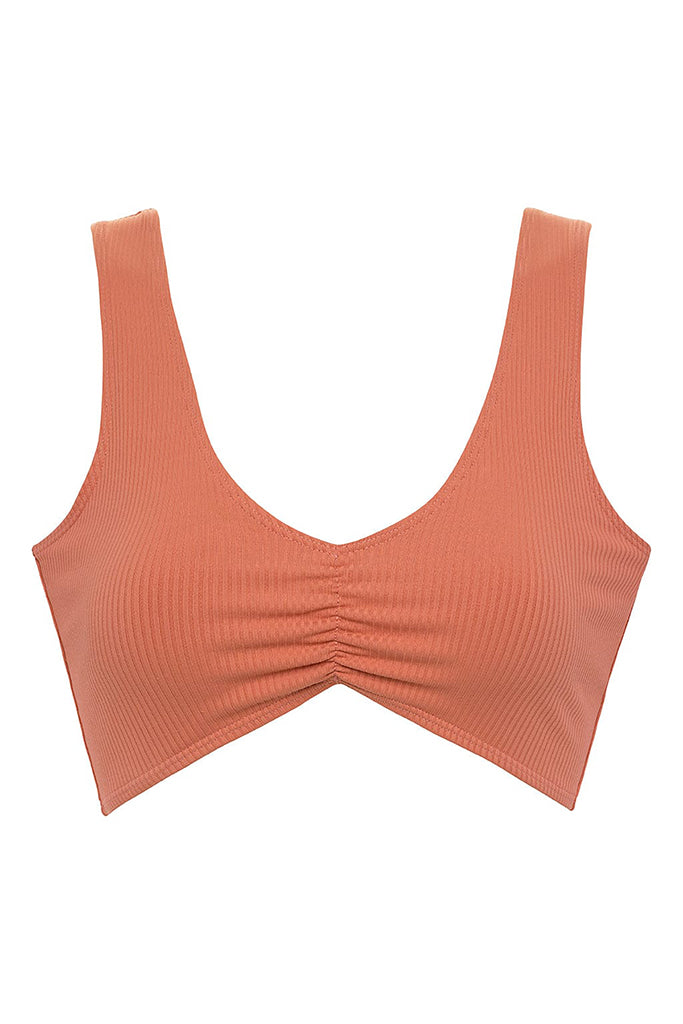 Kim Variation Bikini Top | Coral Rib