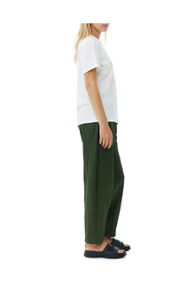 Cotton Crepe Elasticated Curve Trousers | Kombu Green