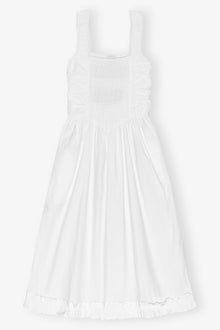 Cotton Poplin Midi Strap Smock Dress | Bright White