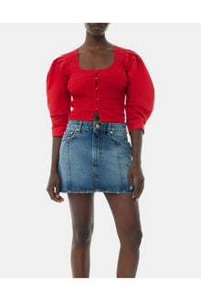 Cotton Poplin Smock Blouse | Racing Red