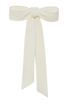 Black Binded Hair Ribbon | Cream Terry Rib