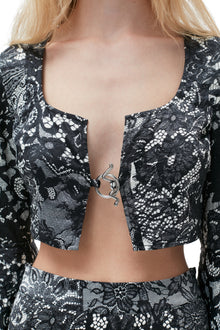 Crinkled Satin Cropped Blouse | Black