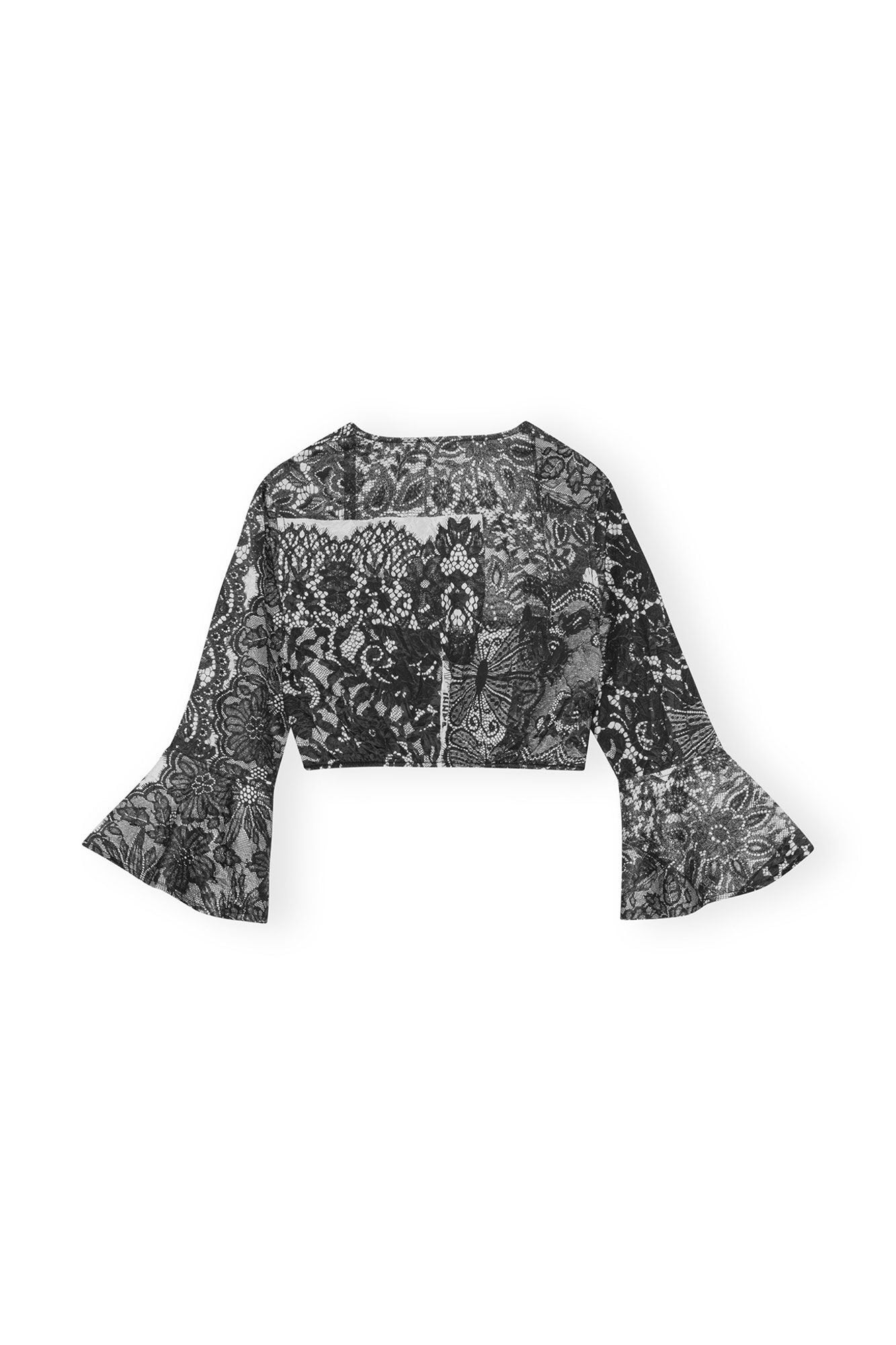Crinkled Satin Cropped Blouse | Black