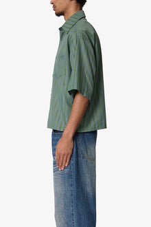 Cropped Striped Pajama Shirt | Green