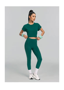Cropped Cotton T-Shirt | Dark Moss
