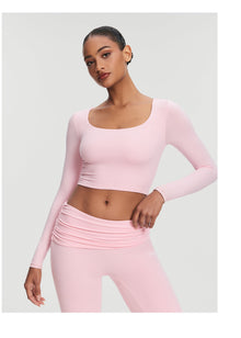 Cropped Round Neck Top | Ballet Pink