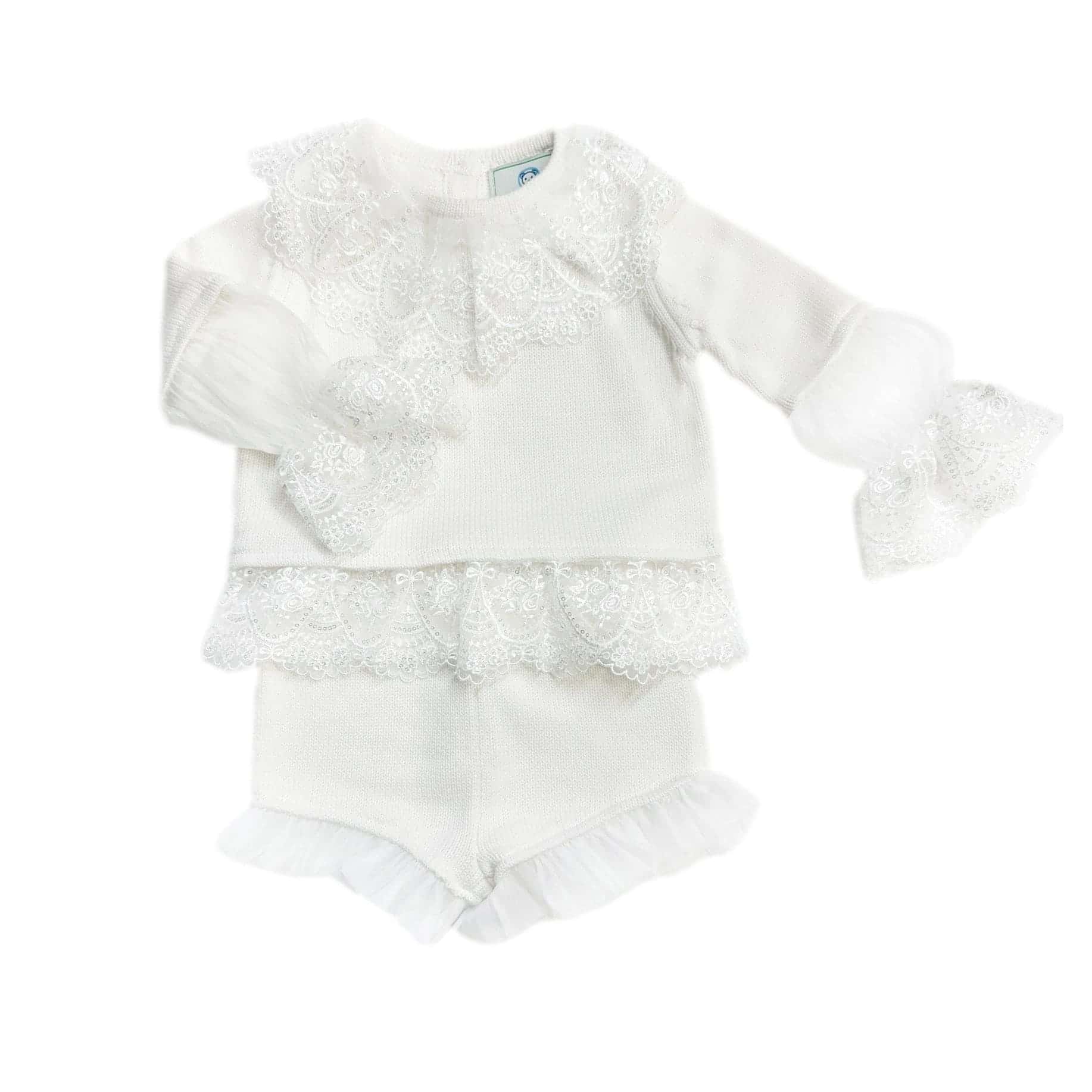 Baby Girls | Emma Cotton and Lace Top and Shorts Set | White