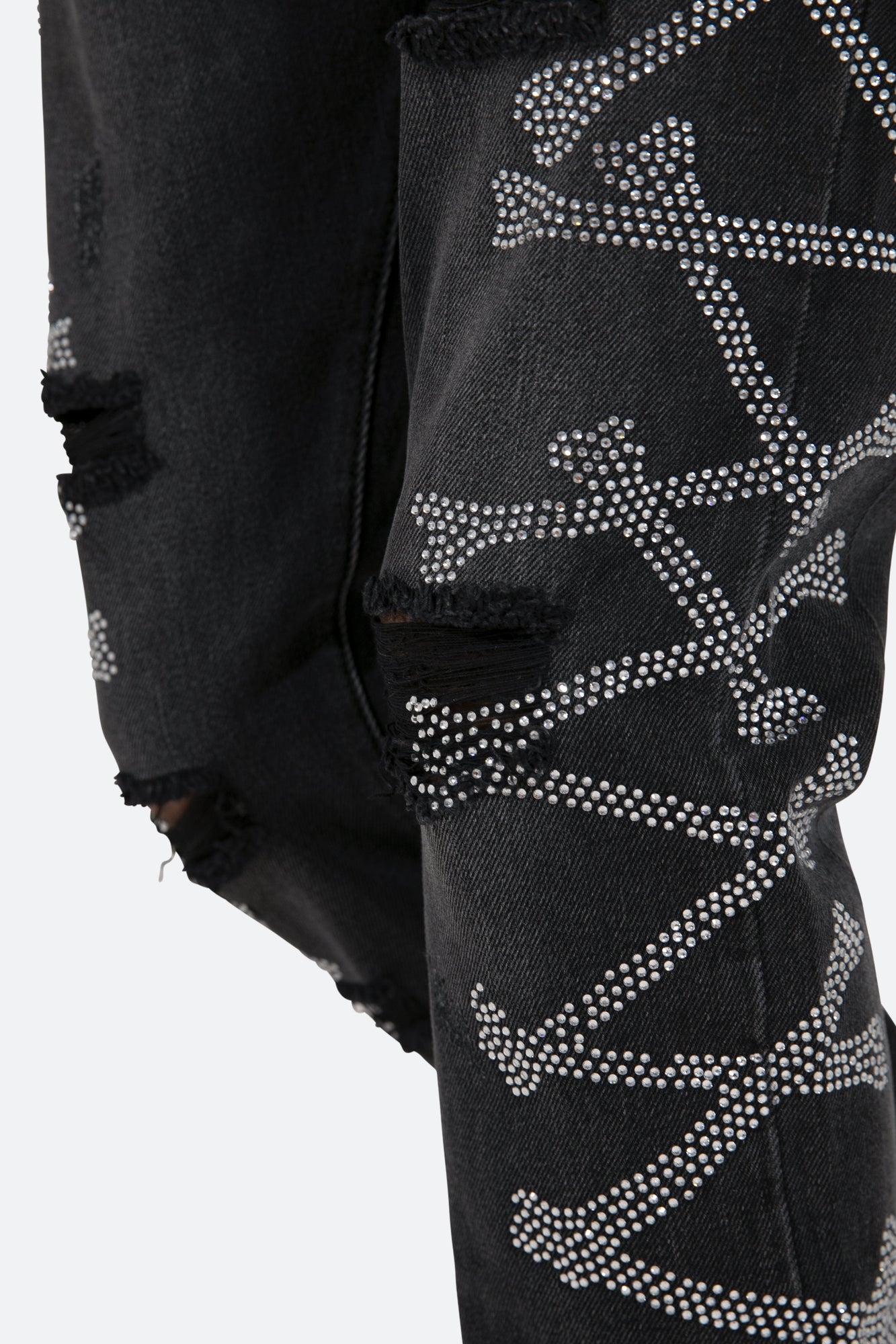 D419 Rhinestone Straight Denim | Black