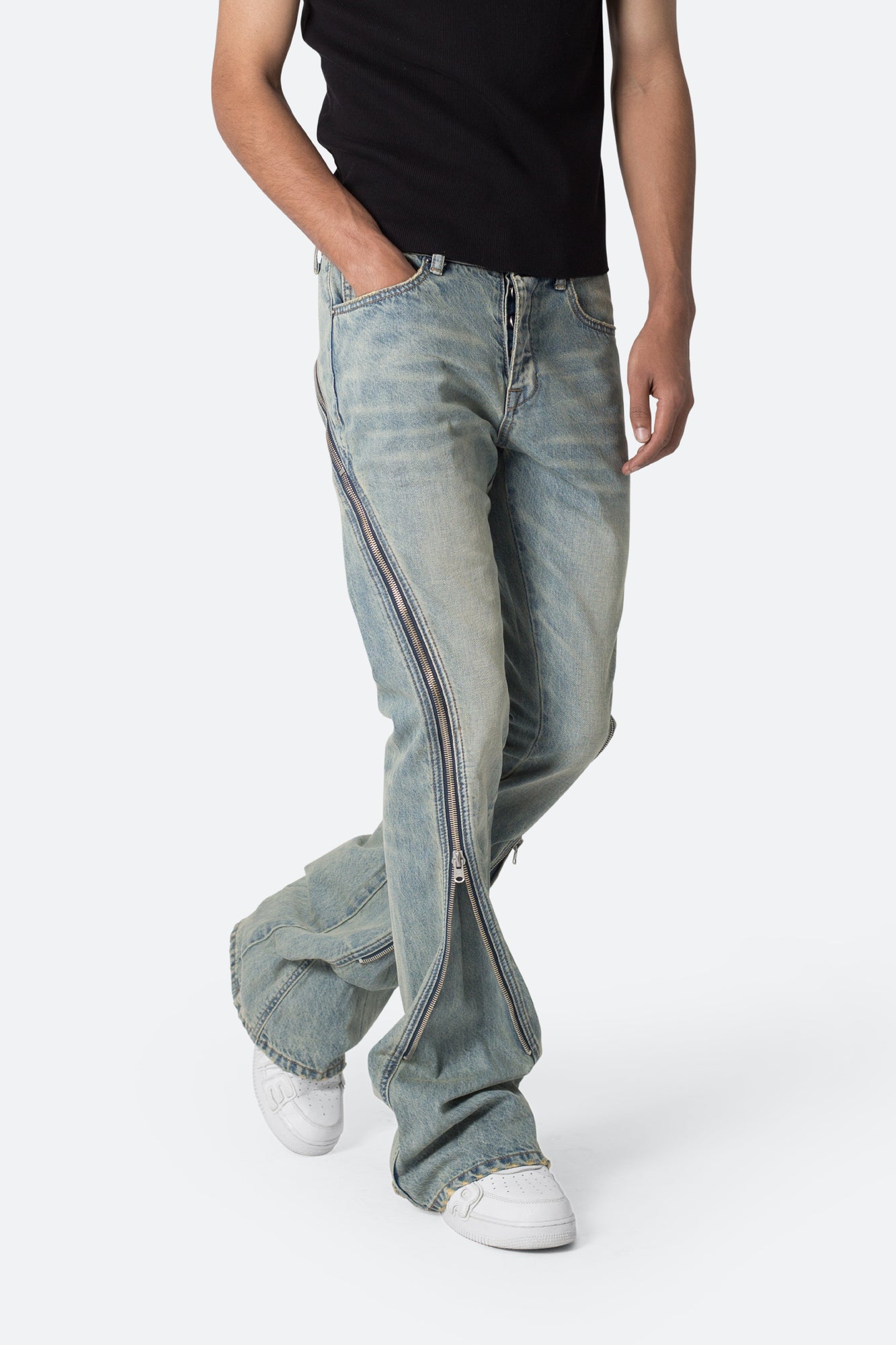 D519 Zipper Flare Denim | Vintage Blue