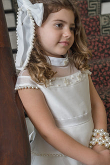 Pearl Ceremony Hair Bow | White