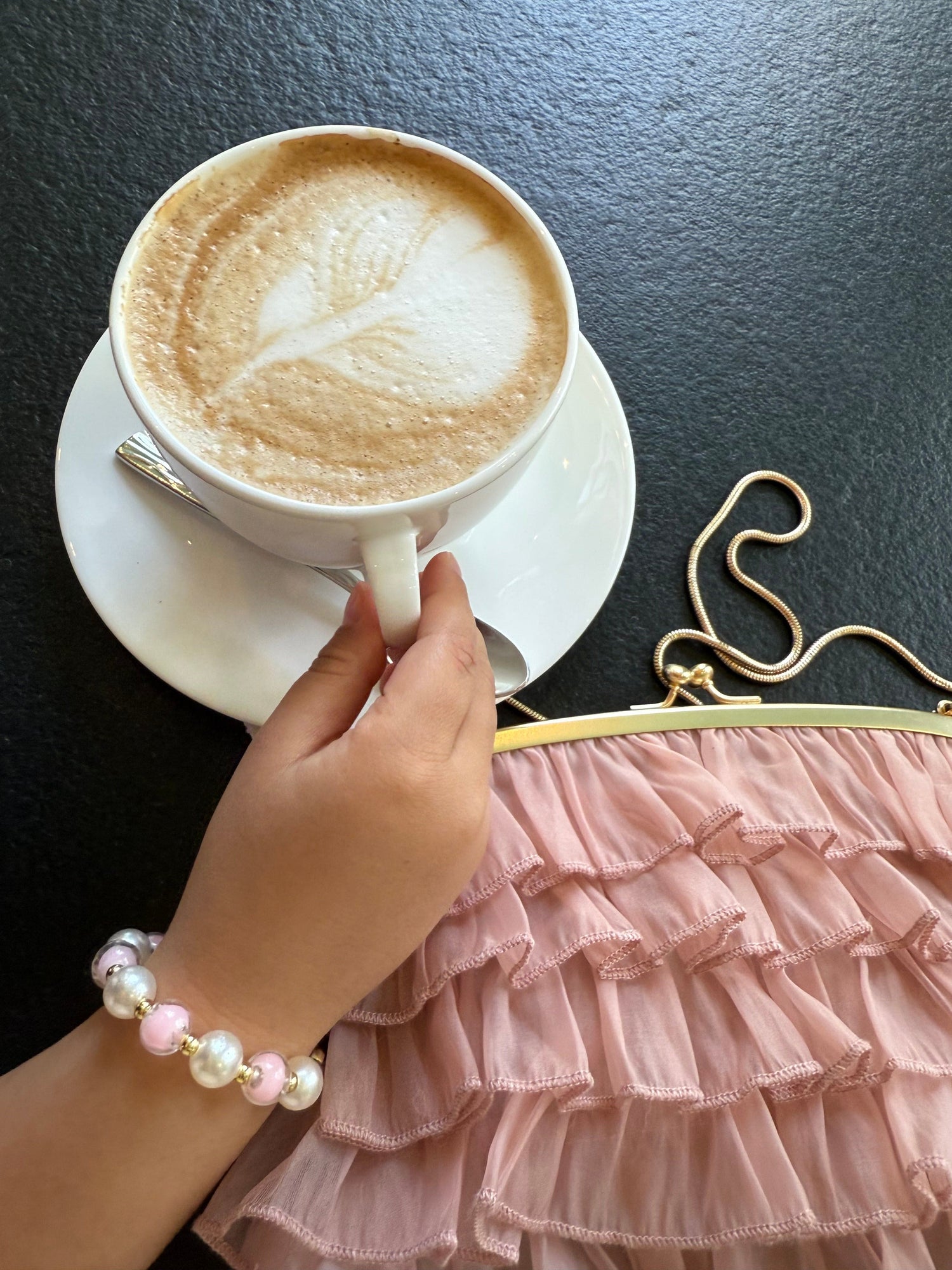 Organza Ruffle Handbag | Dusty Pink