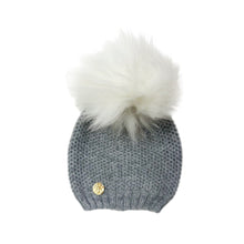 Baby Unisex | Honeycomb Cashmere Beanie Hats Print Pom | Grey & White