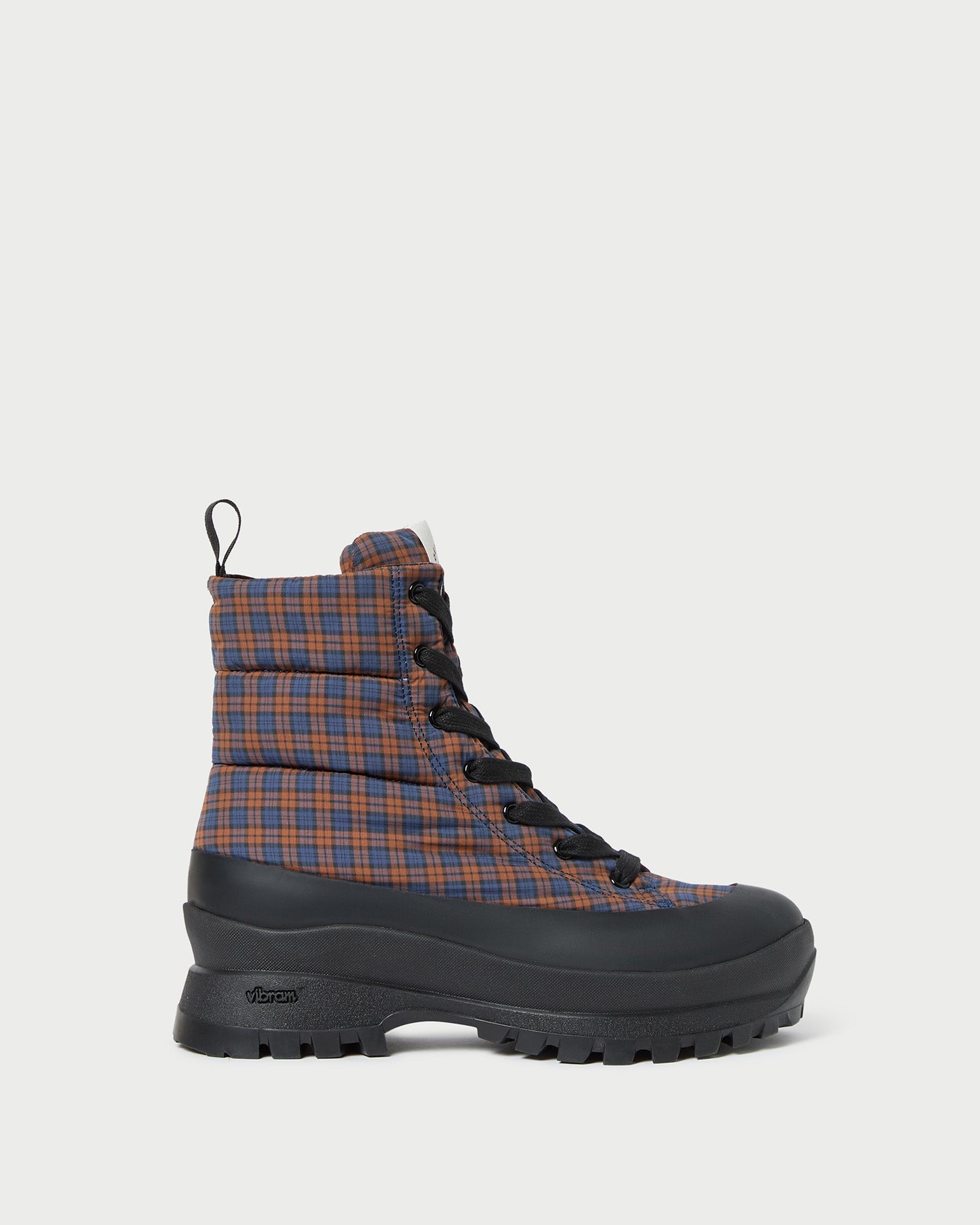 Color: Navy/Rust Plaid/Black