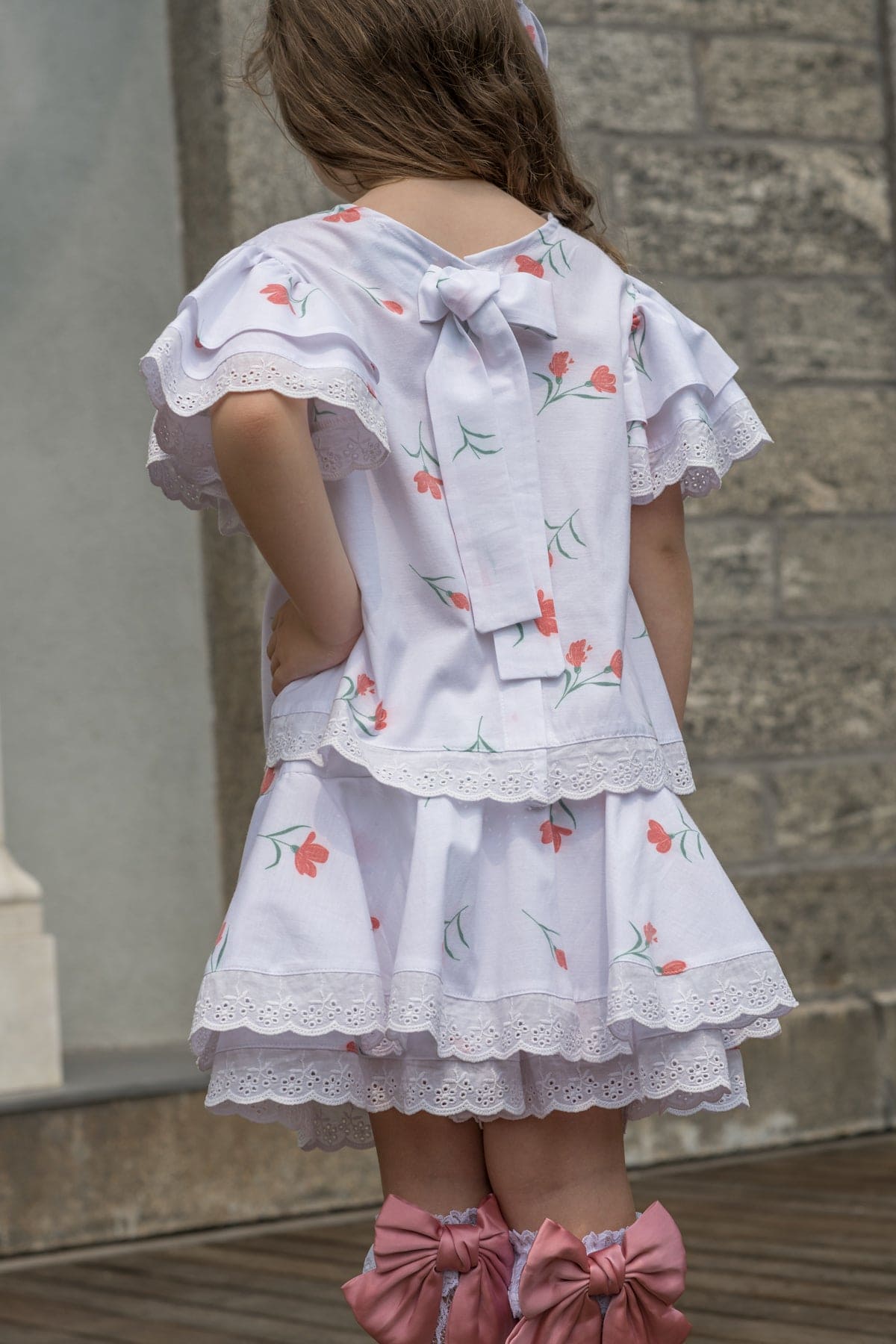 Baby Girls | Tulip Cotton Blouse and Shorts Set | White