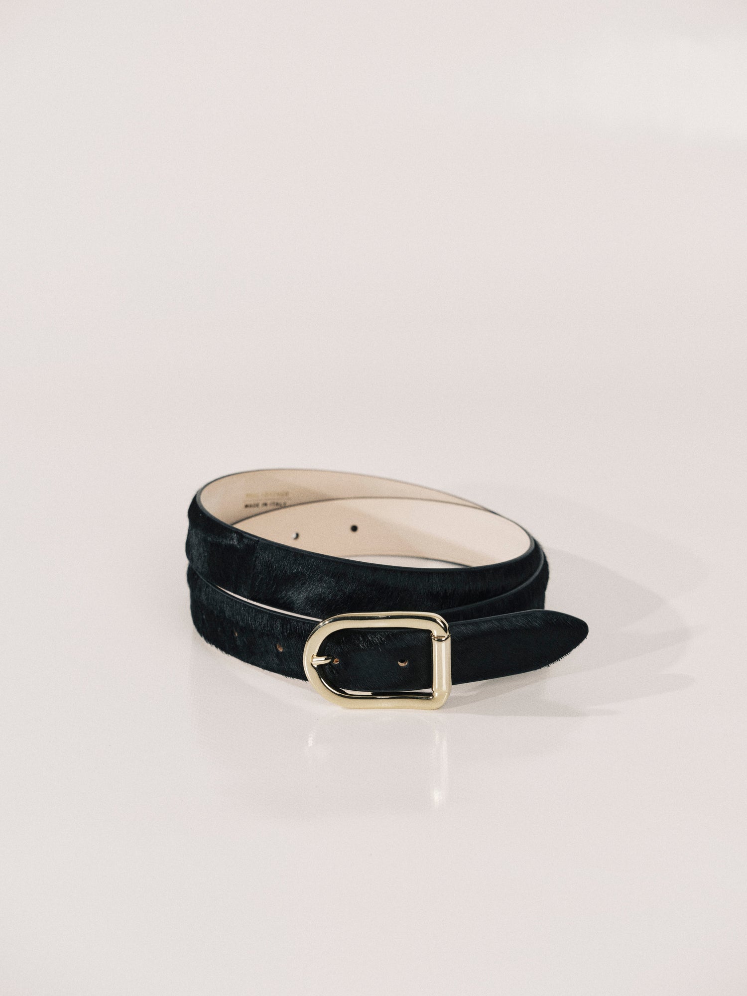 Mija Calf Hair Belt | Black & 24K Gold