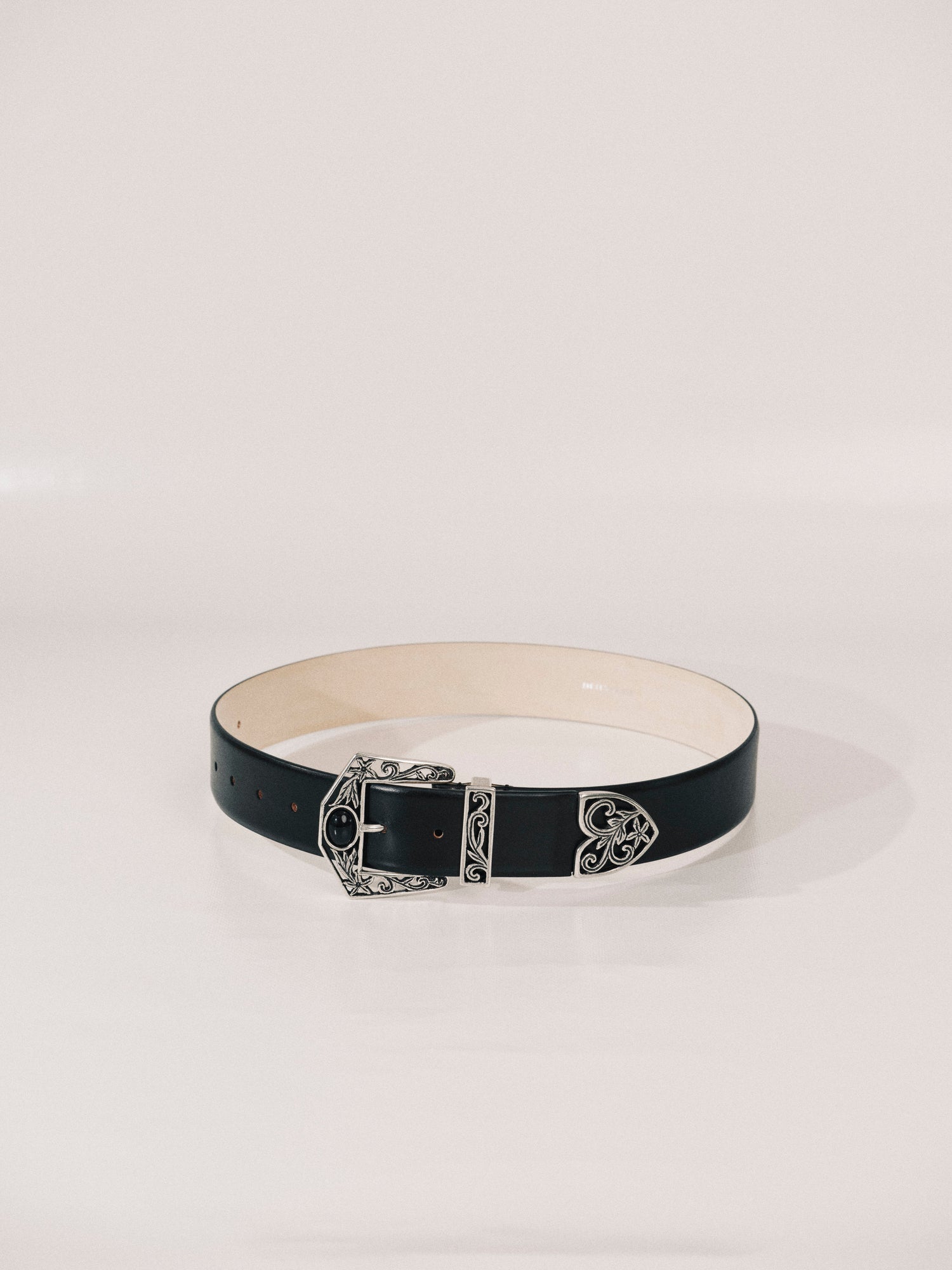 Western Inlay Belt | Black & Silver