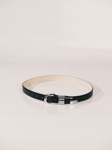 Hollyhock Belt | Black Reptile & Silver