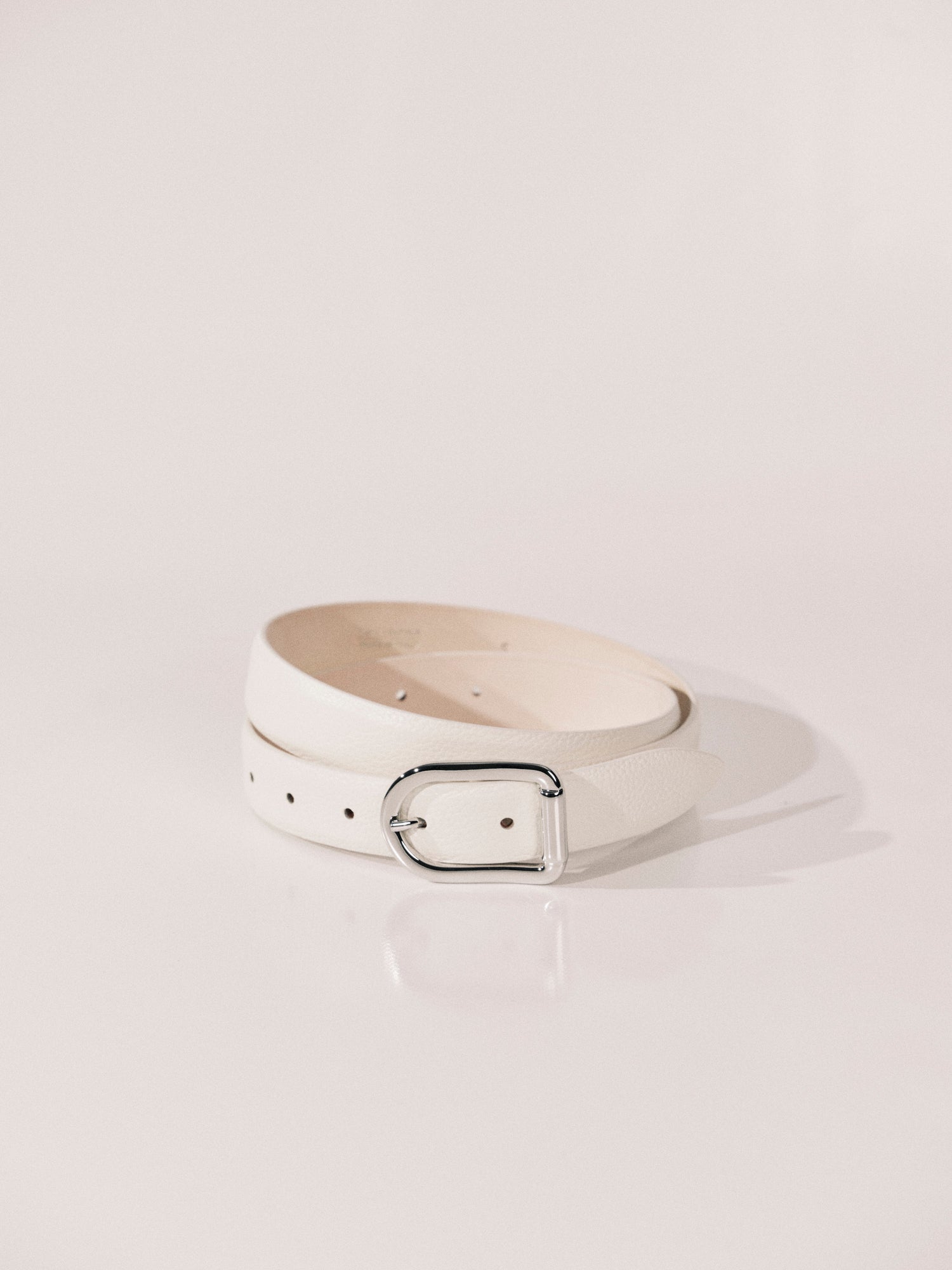 Mija Leather Belt | Ivory Pebble & Silver