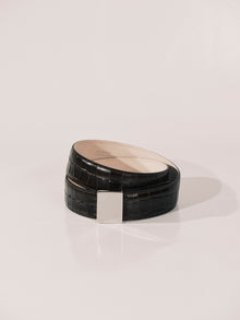Brandt Belt | Black Croco & Silver