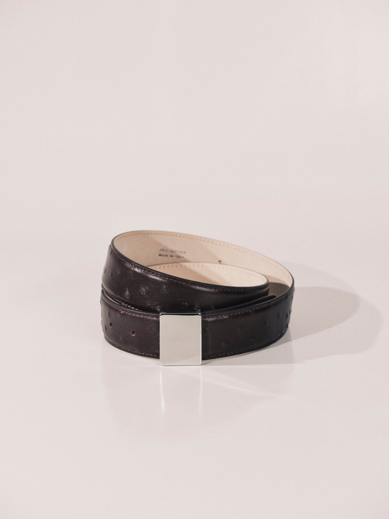 Brandt Belt | Plum Ostrich & Silver