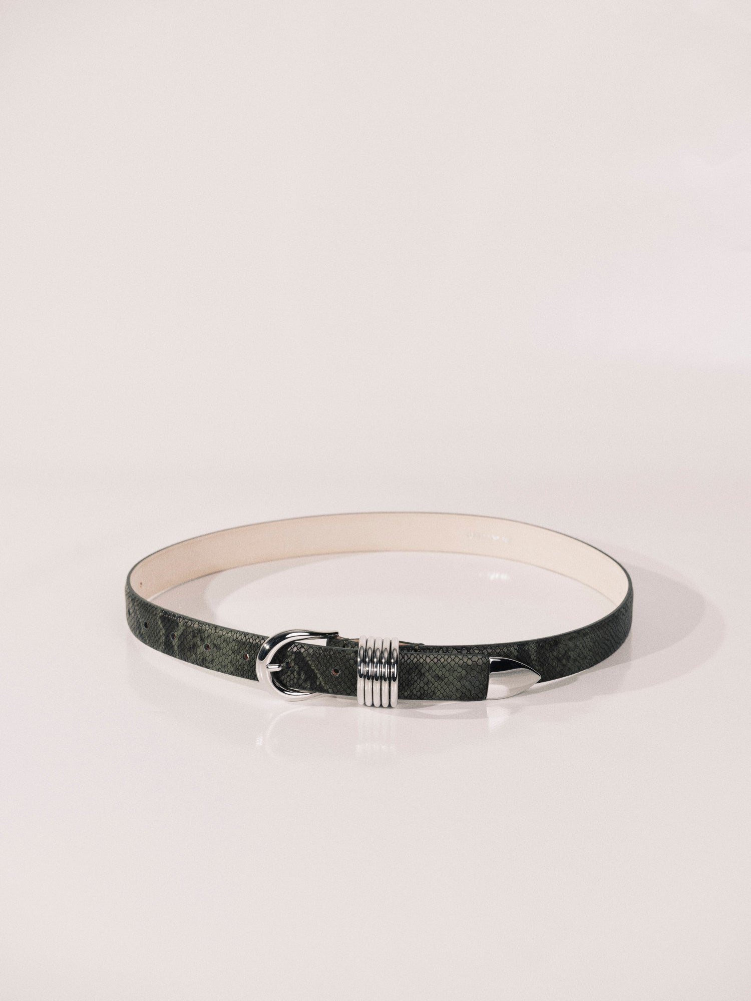Hollyhock Belt | Green Python & Silver