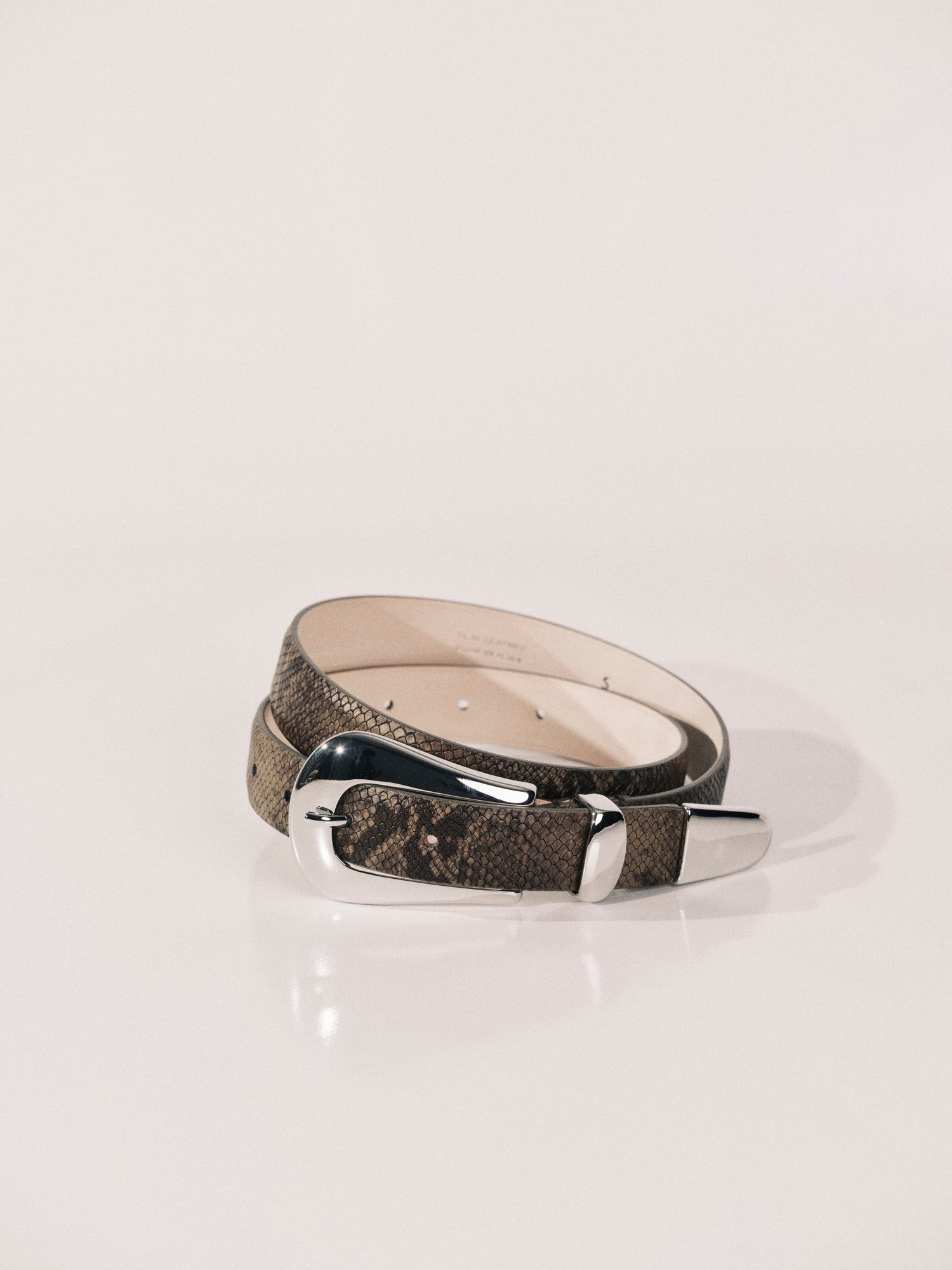Colette Belt | Neutral Brown Snakeskin & Silver