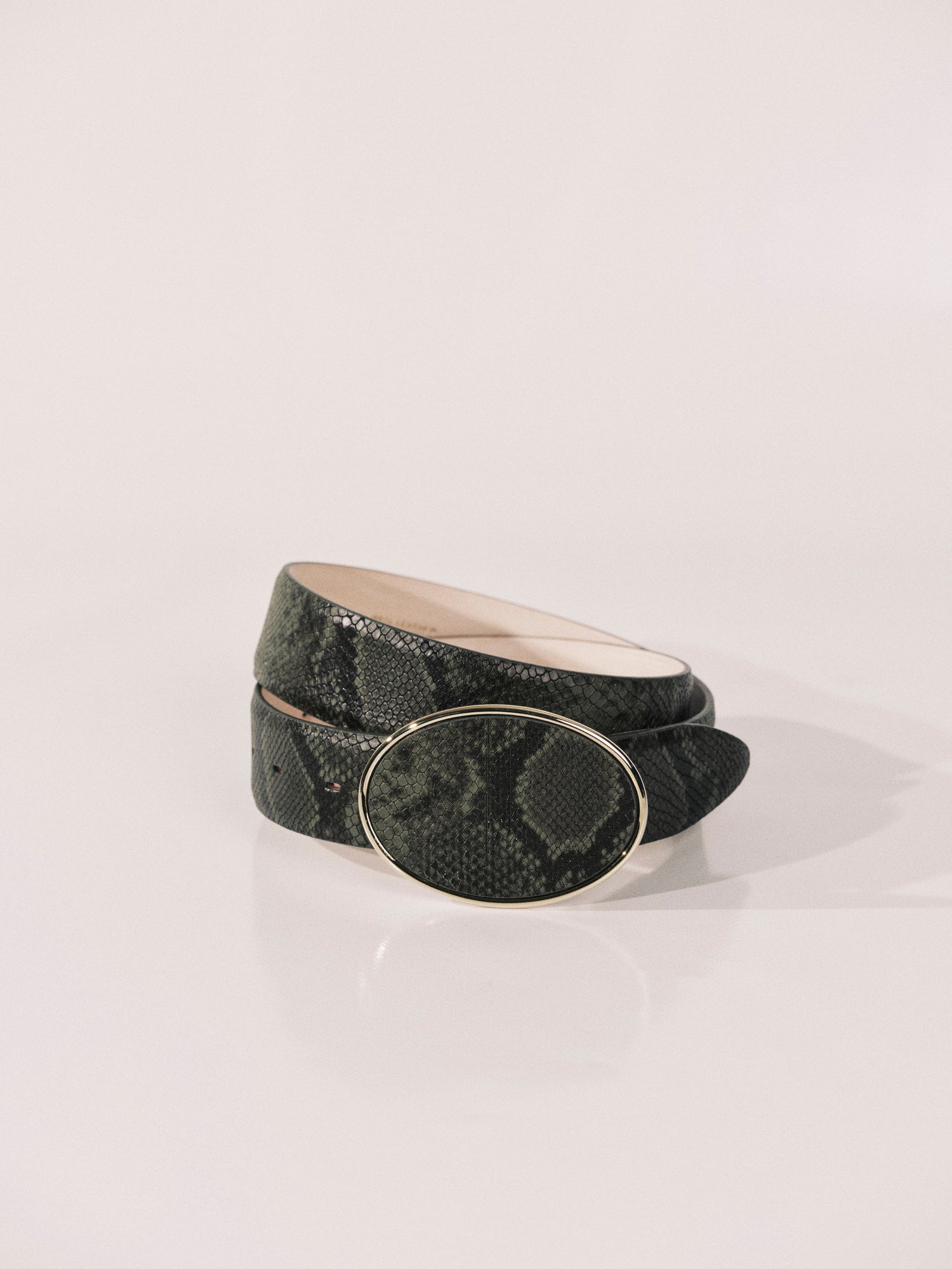 Flint Belt | Green Python & Pale Gold
