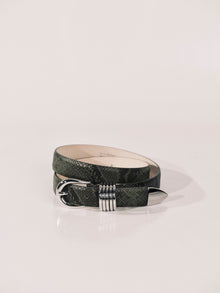 Hollyhock Belt | Green Python & Silver