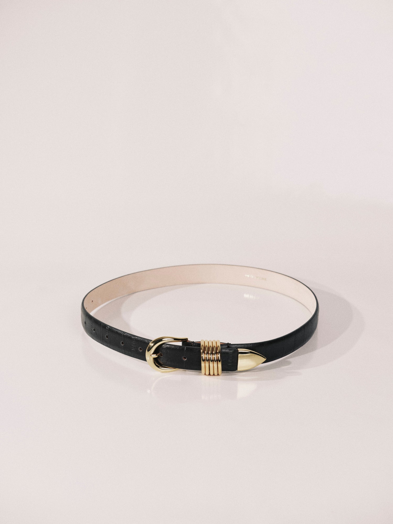 Hollyhock Belt | Black Eel & 24K Gold