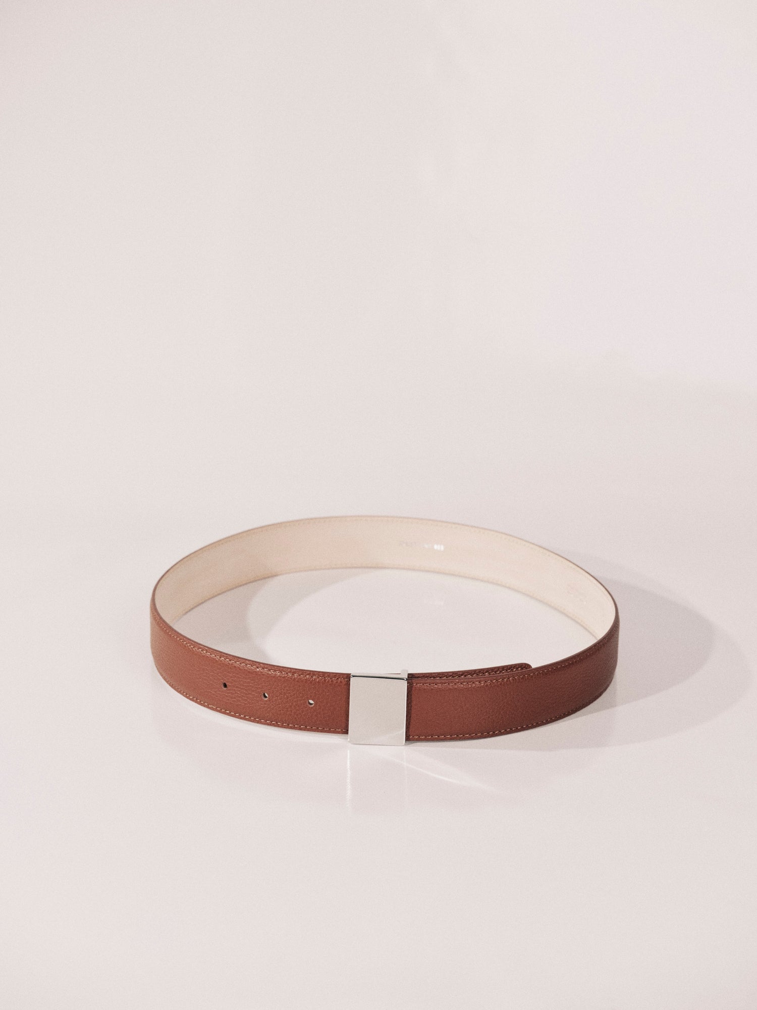 Brandt Leather Belt | Camel Pebble & Silver