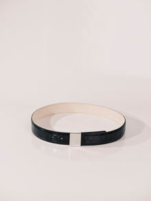 Brandt Belt | Black Croco & Silver