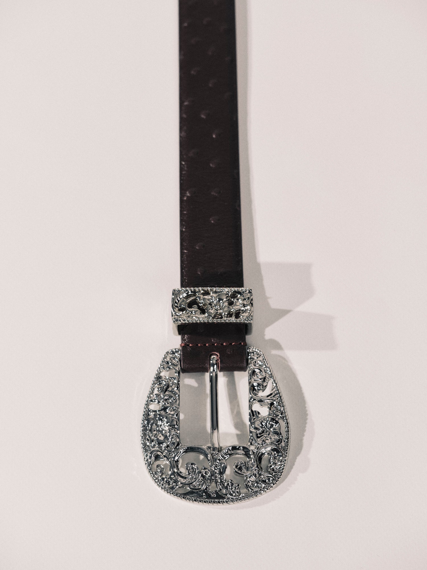 Versaille Belt | Plum Ostrich & Silver